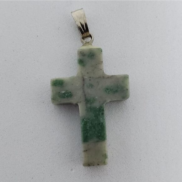 Tree Agate Stone Cross Pendant - Picture 1 of 2